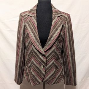 Elegance Paris Wool Striped 2 Button Blazer Jacket 12